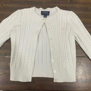 Polo by Ralph Lauren Cream Cable Knit Cardigan kids